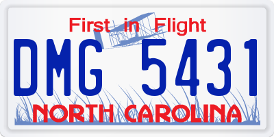 NC license plate DMG5431