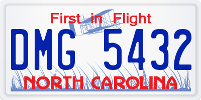 NC license plate DMG5432