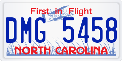 NC license plate DMG5458