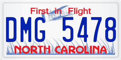 NC license plate DMG5478