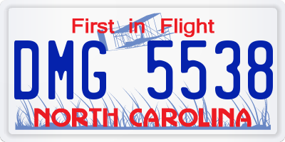 NC license plate DMG5538