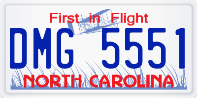 NC license plate DMG5551