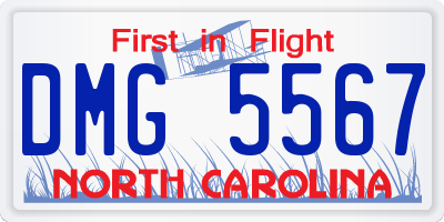 NC license plate DMG5567
