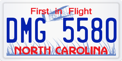 NC license plate DMG5580