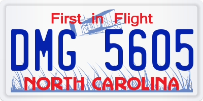 NC license plate DMG5605