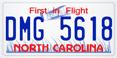 NC license plate DMG5618