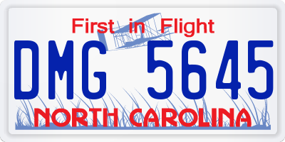 NC license plate DMG5645