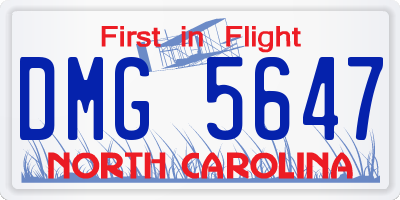 NC license plate DMG5647