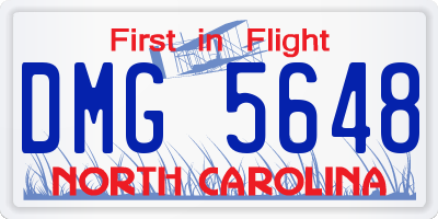 NC license plate DMG5648