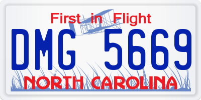 NC license plate DMG5669