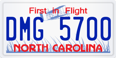 NC license plate DMG5700