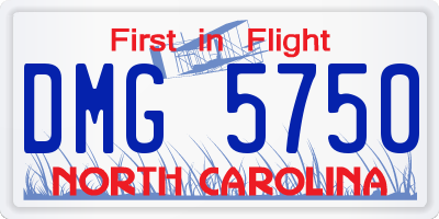 NC license plate DMG5750