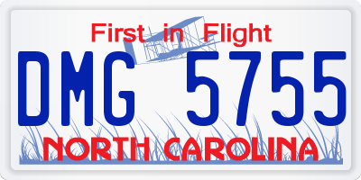 NC license plate DMG5755