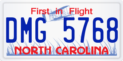 NC license plate DMG5768