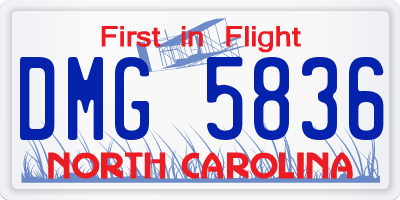 NC license plate DMG5836