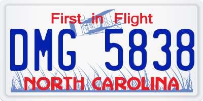 NC license plate DMG5838