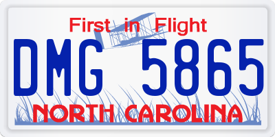 NC license plate DMG5865
