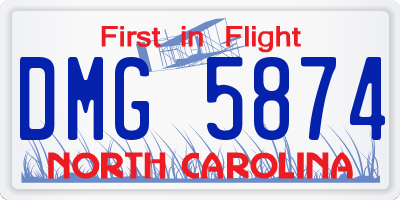 NC license plate DMG5874