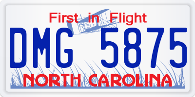 NC license plate DMG5875