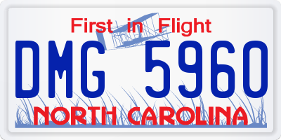 NC license plate DMG5960