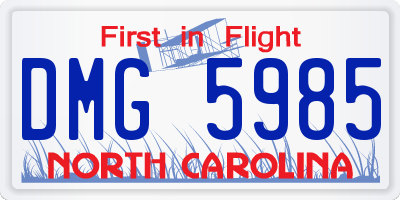NC license plate DMG5985