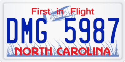 NC license plate DMG5987