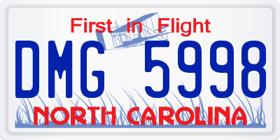 NC license plate DMG5998