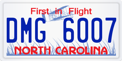 NC license plate DMG6007