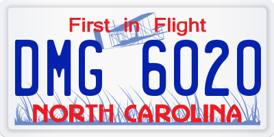 NC license plate DMG6020