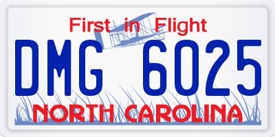 NC license plate DMG6025