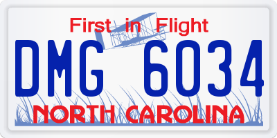NC license plate DMG6034