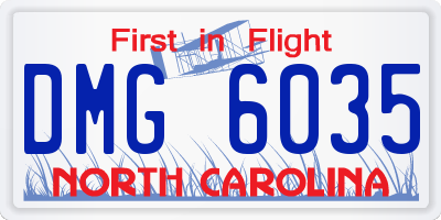 NC license plate DMG6035