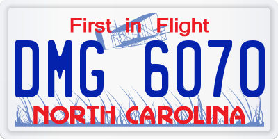NC license plate DMG6070