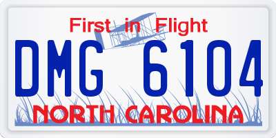 NC license plate DMG6104
