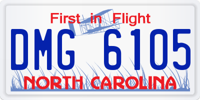 NC license plate DMG6105