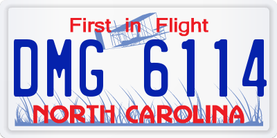 NC license plate DMG6114