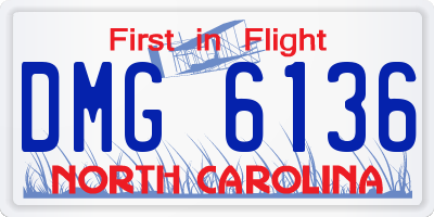 NC license plate DMG6136