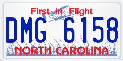 NC license plate DMG6158