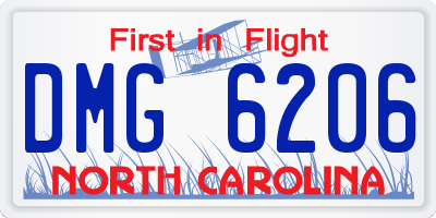 NC license plate DMG6206