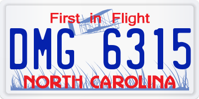NC license plate DMG6315