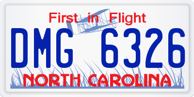 NC license plate DMG6326