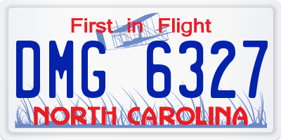 NC license plate DMG6327