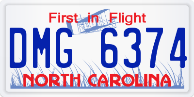 NC license plate DMG6374