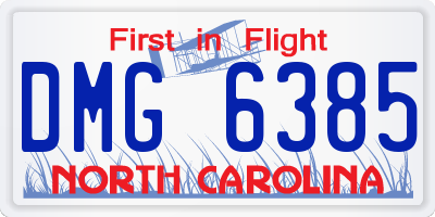 NC license plate DMG6385