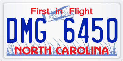 NC license plate DMG6450