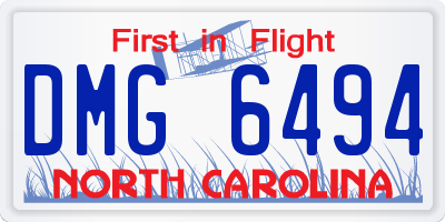 NC license plate DMG6494