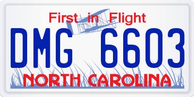 NC license plate DMG6603
