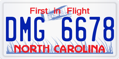 NC license plate DMG6678