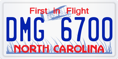 NC license plate DMG6700