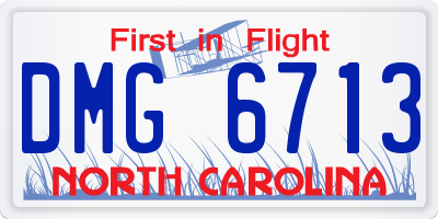 NC license plate DMG6713